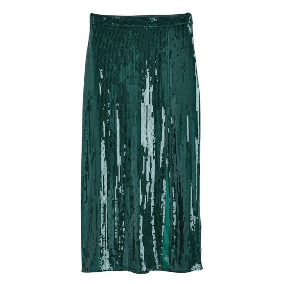 H&M Shimmering Green Midi Skirt - Picture 1 of 10